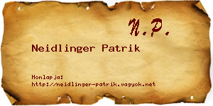 Neidlinger Patrik névjegykártya